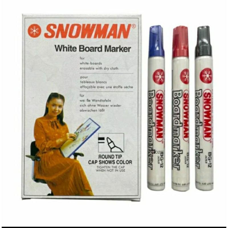 

(12 PCS) SPIDOL WHITE BOARD SNOWMAN BG 12/ SPIDOL PAPAN TULIS ABG 12 /SPIDOL PAPAN TULIS DAPAT DI HAPUS 1 pcs