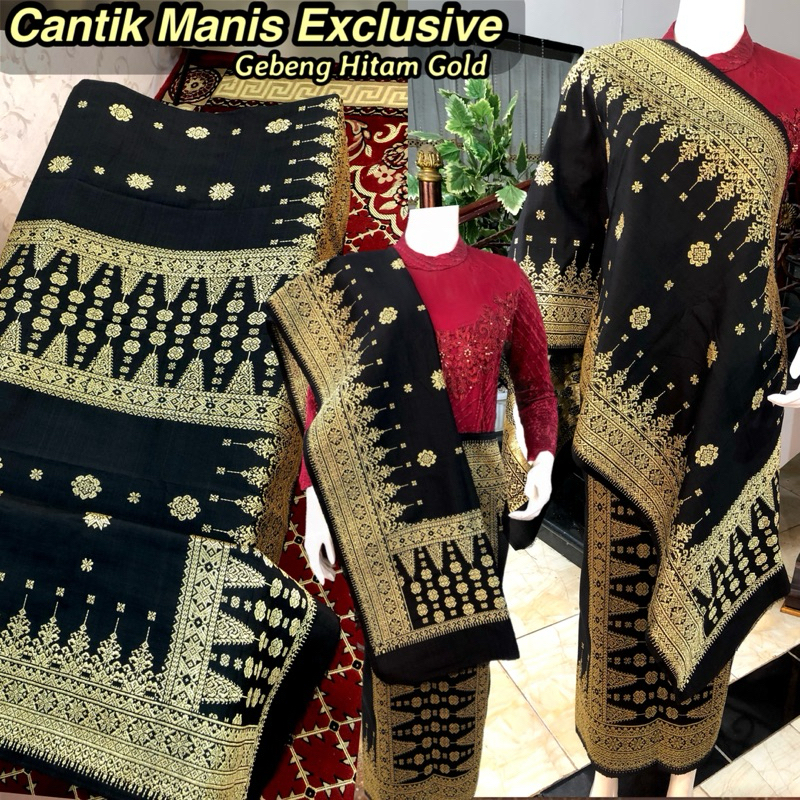 Songket Cantik Manis Exclusive Gebeng Hitam Gold /songket tenun asli palembang /ilham songket palemb