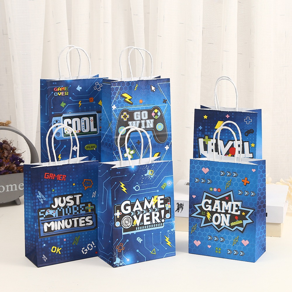 

Paperbag GAMER BIRTHDAY goodie bag ultah anak cute / tempat snack hadiah 15x8x21cm