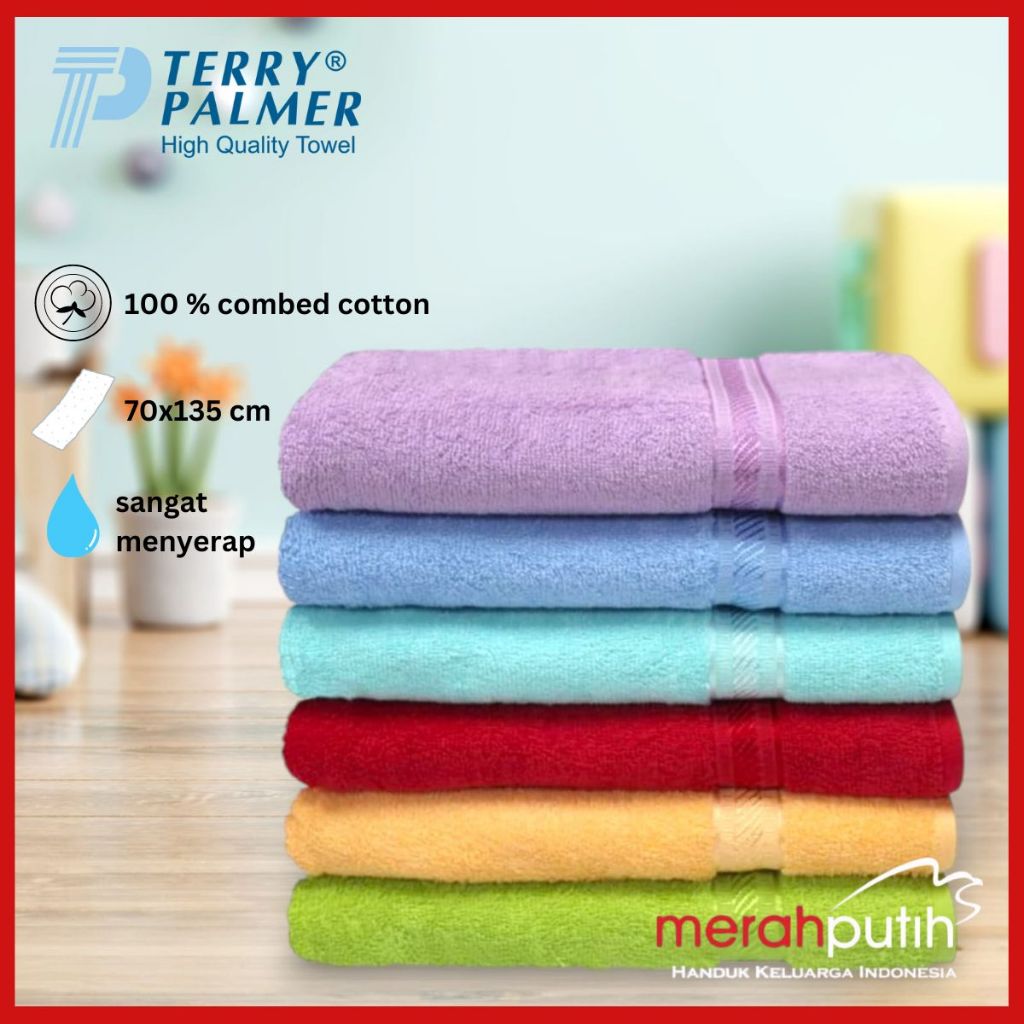 RC Handuk Merah Putih Jumbo Termurah ukuran 70*135  Motif Polos Warna Lengkap