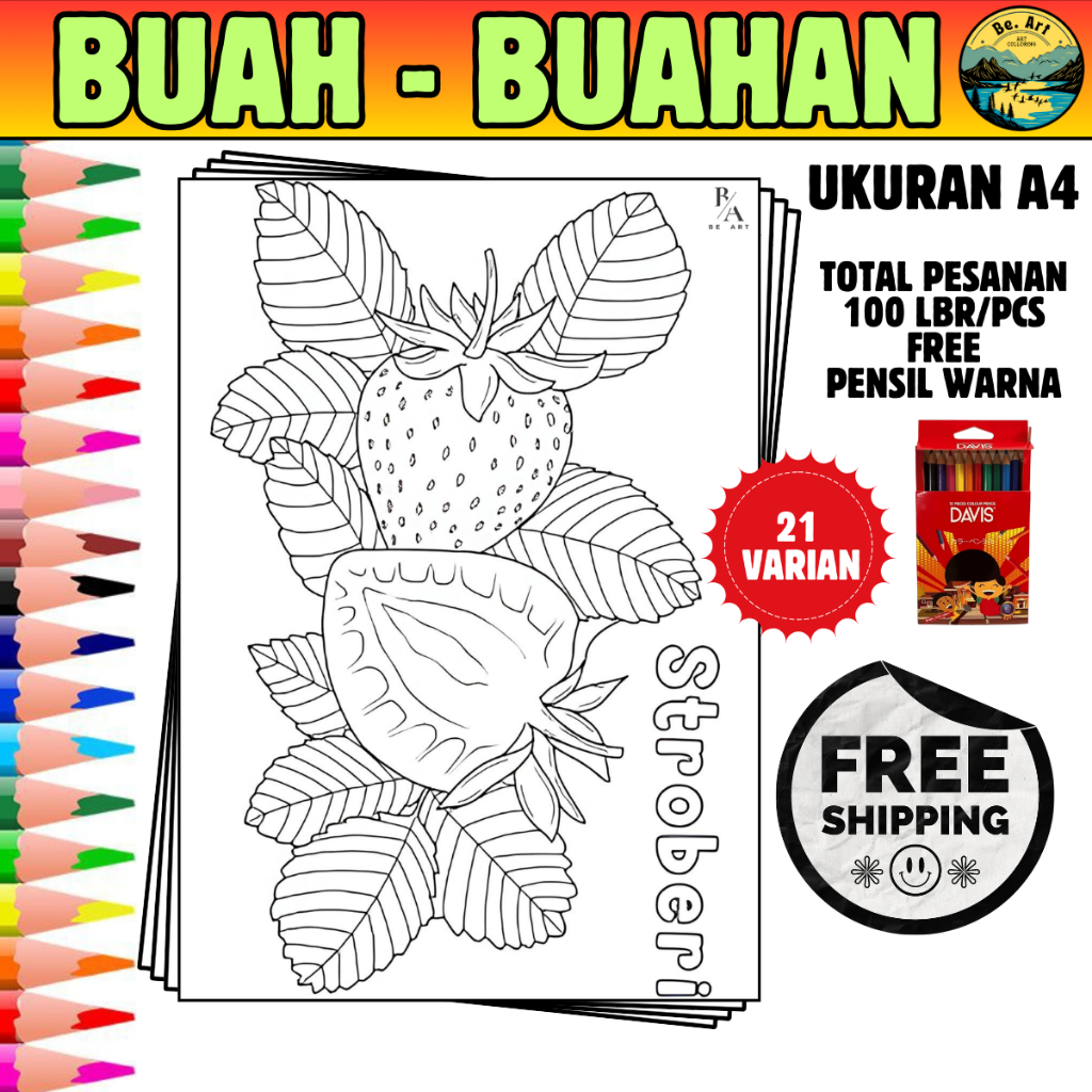 

kertas gambar mewarnai anak A4 (BUAH)