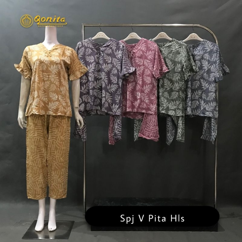 Daster Qonita SPJ V pita Hls Batik pekalongan Ori New