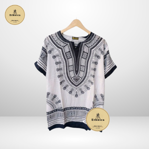 Kaos Etnik African Pria/Wanita - Baju Pantai Rayon Santung Bohemian