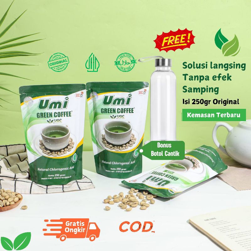 

Ugc Umi green coffee kopi hijau pelangsing isi 250gr fre botol cantik