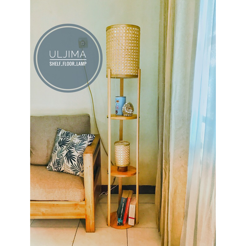 ULJIMA - shelf floor lamp | lampu kayu | lampu rotan | lampu bambu | standing lamp | lampu rak kayu 