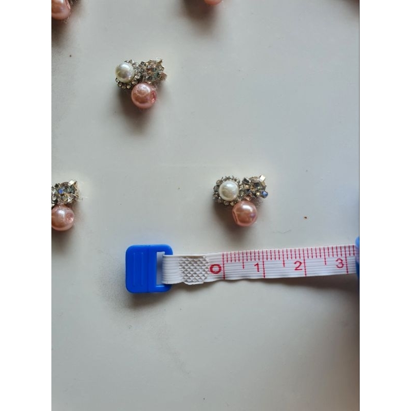 10pcs Payet rangkai bunga mutiara kristal rosegold