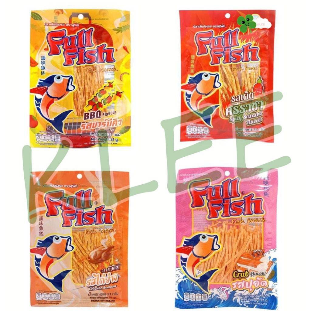 

FULLFISH Ikan Dried Fish Fillet Snack Rasa Chicken BBQ Crab Spicy Sriracha - Fish Snack - Snack Ikan Rasa BBQ 21g