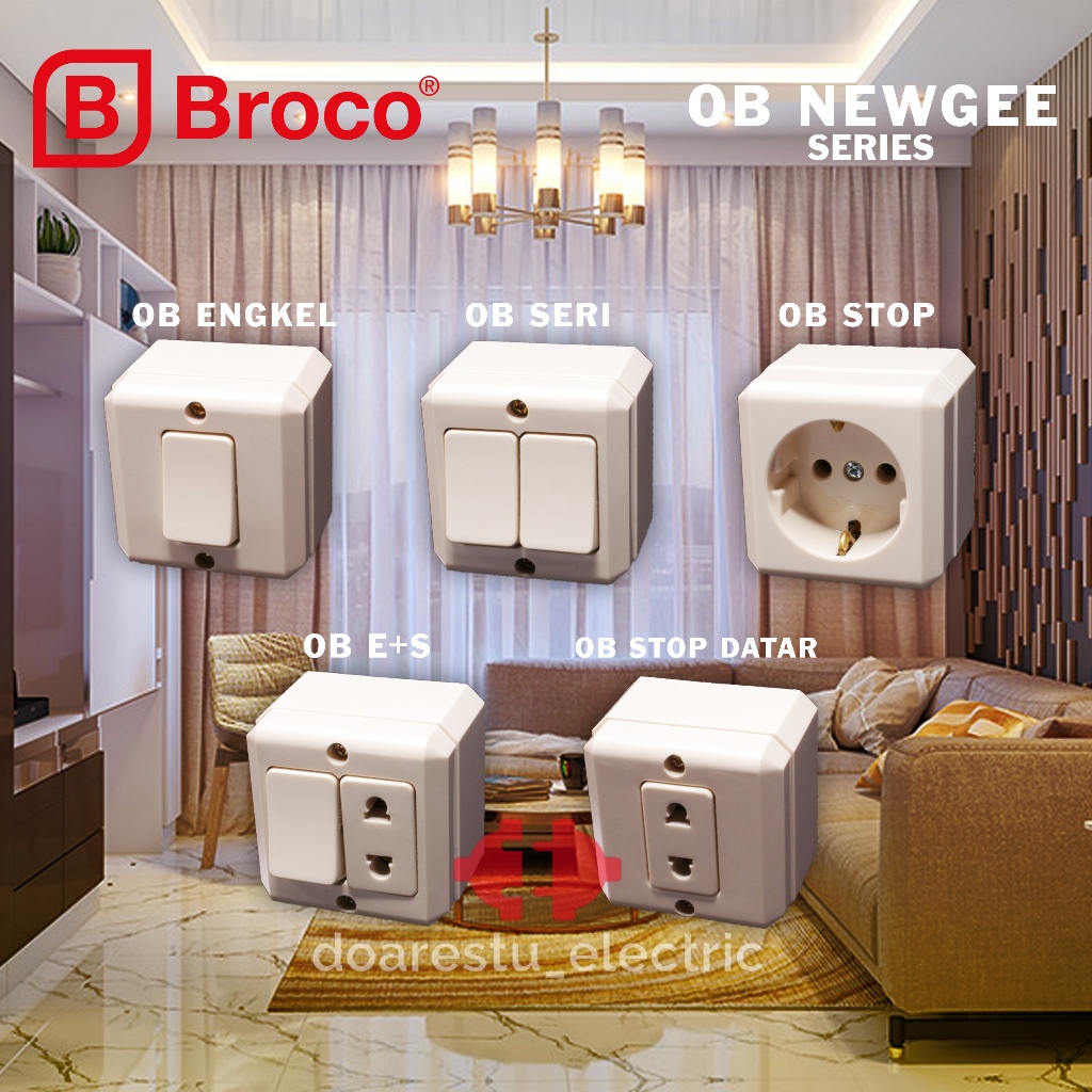 BROCO OB Saklar Engkel, Seri, Stop Kontak Outbow Tempel Dinding ORIGINAL