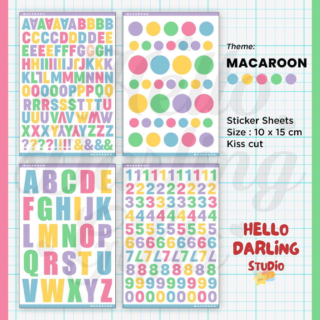 

Sticker Jurnal Deco Tema MACAROON. Alphabet Sticker Sheet Journaling Scrapbook Deco. Kiss Cut.