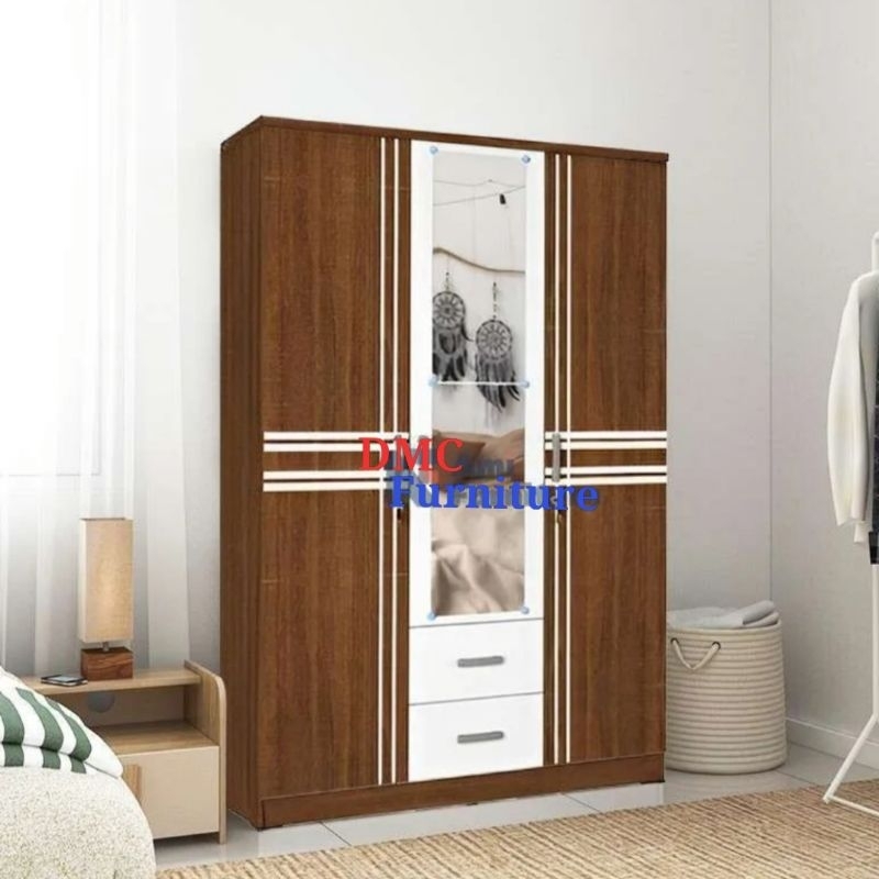 Lemari baju kaca 3pintu lemari baju cermin laci luar LLBP G-STAR OLYMPIC