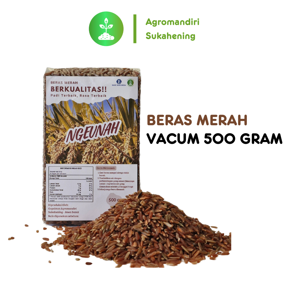 

Beras Merah Vacum 500 gram Sintanur Agromandiri Sukahening Pulen