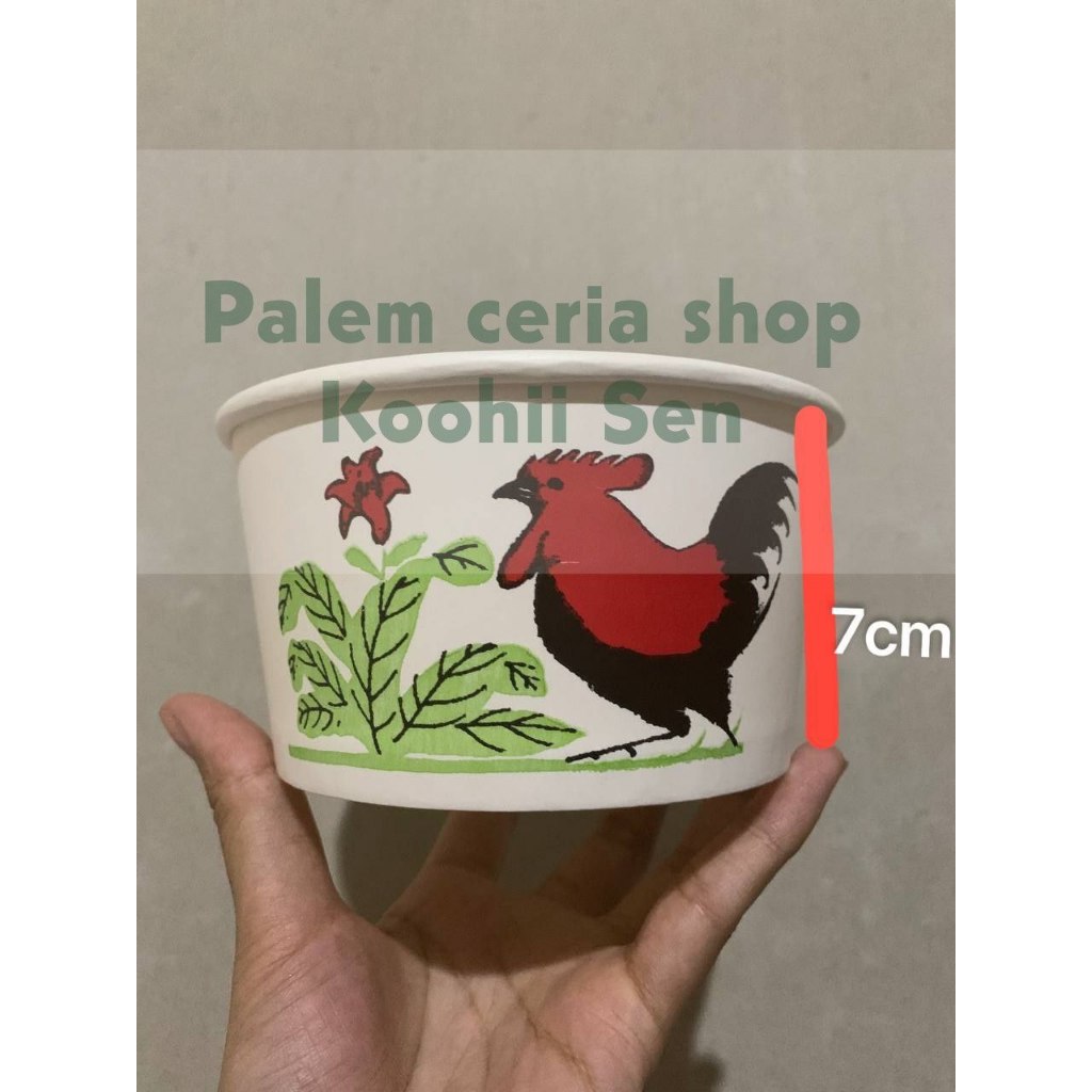 Cup Paper Bowl Polos dan Motif Ayam Jago