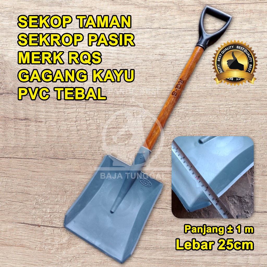 SEKROP PVC RQS GAGANG KAYU TEBAL - SEKOP PASIR RQS PVC