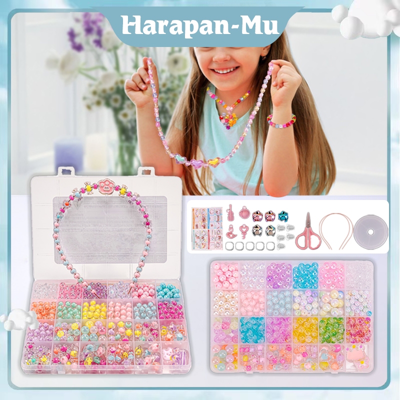Mainan Manik Anak Gelang DIY Manik Manik Mainan Edukasi Kreatifitas Anak Meronce Manik DIY Beads Mai