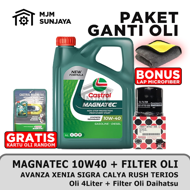 [GRATIS FILTER OLI] PAKET Ganti Oli Mesin CASTROL MAGNATEC SAE 10W-40 4 Liter DAIHATSU Avanza Xenia 