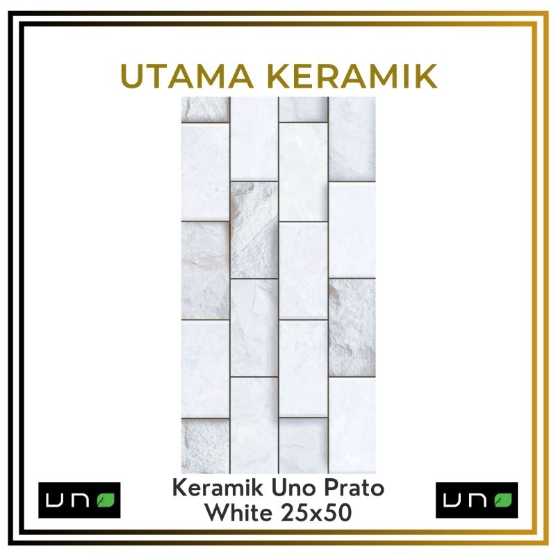 Keramik Uno Prato White 25x50 KW 1 - Keramik dinding motif batu