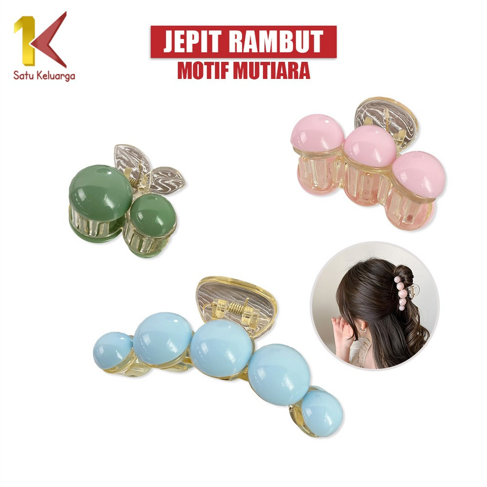 Satu Keluarga Jepit Rambut Motif Mutiara Wanita C1120 Hair Clip Jedai Mutiara Jumbo Aksesoris Elegan