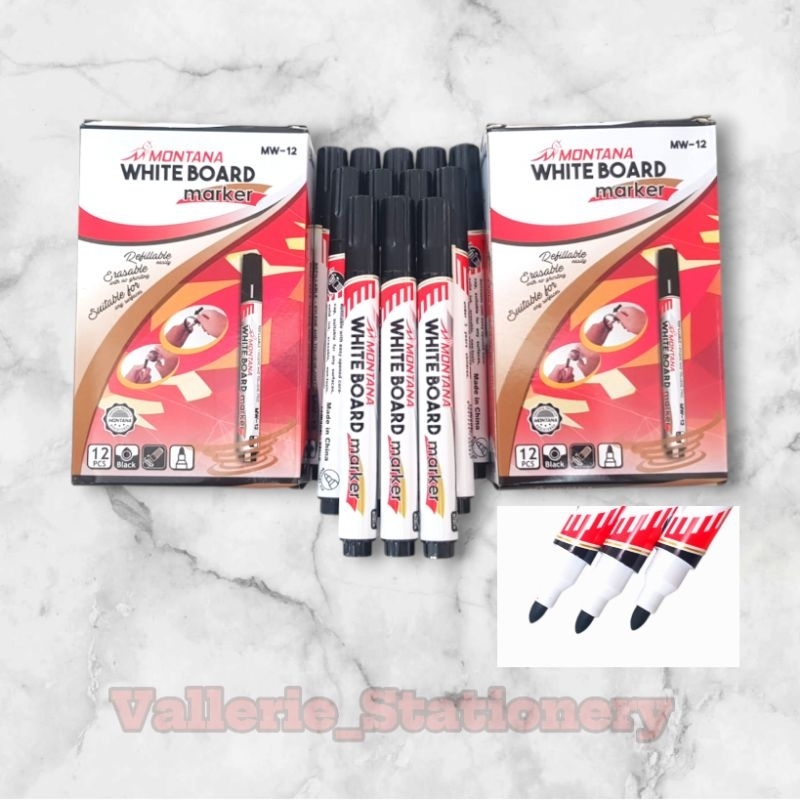 

SPIDOL MONTANA MV-12 WHITE BOARD WARNA HITAM PER BOX ISI 12 PCS