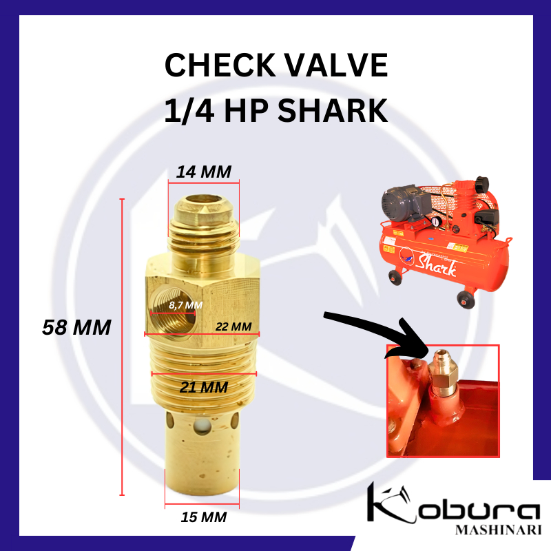 Check Valve 1/4 HP SHARK Klep Tangki Katup Satu Arah Kompresor Angin Merek Shark