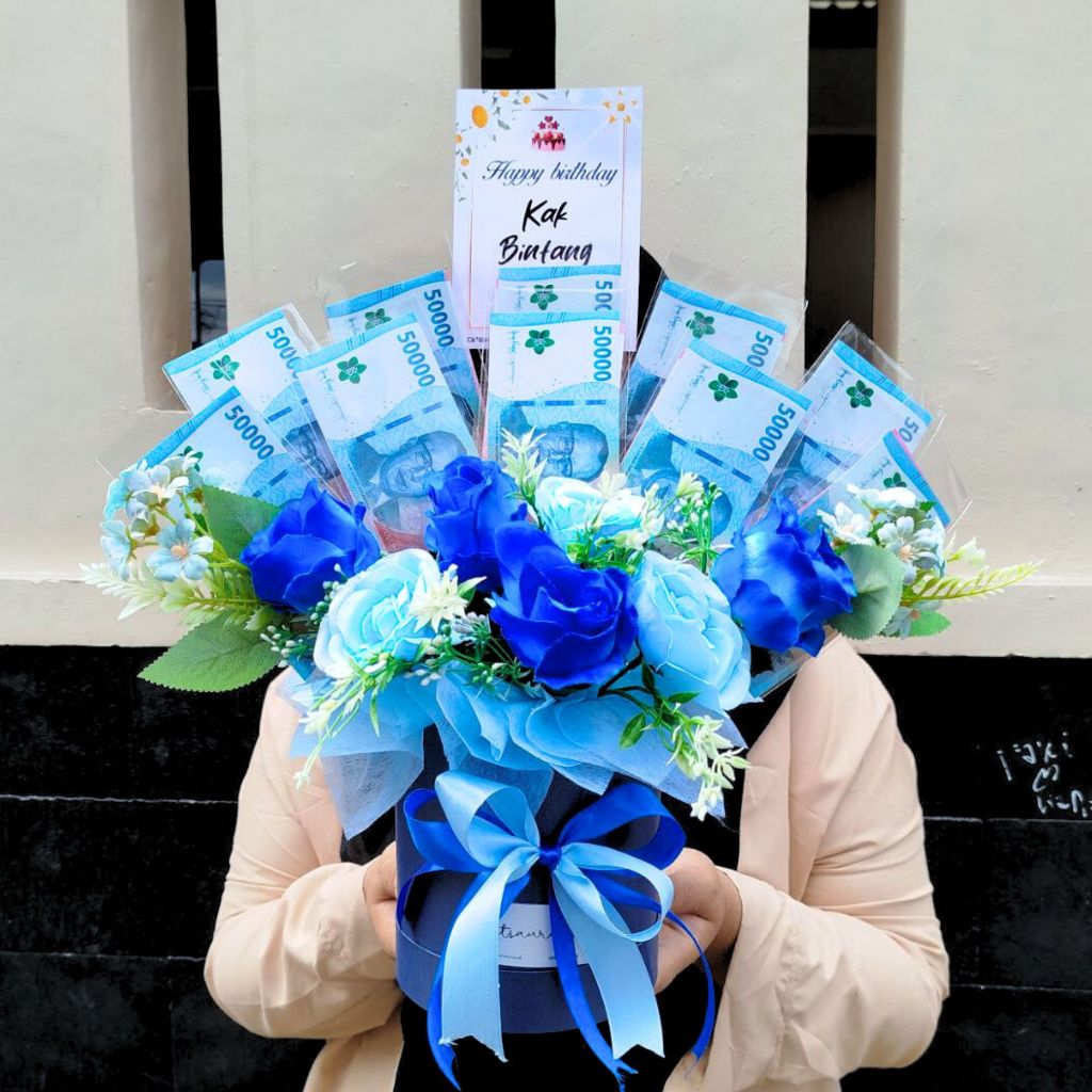 Bloom Box Buket Uang Kosongan Buket Uang Isi Sendiri Buket Uang Bloom Box Uang Catsaurus