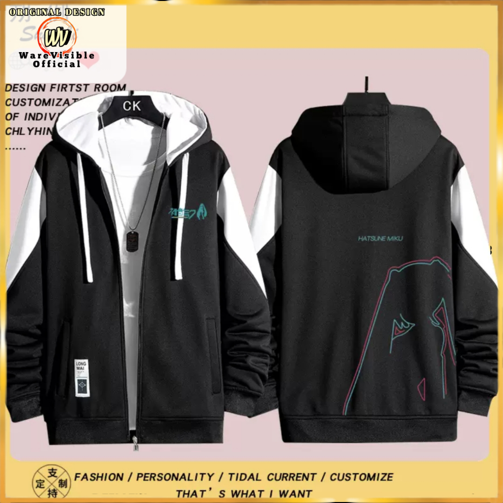 WareVisible Jacket Hoodie ZIPPER HATSUNE MIKU Oversize Korean Style Kombinasi Unisex Premium