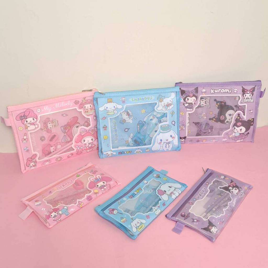 

Alat Tulis Stationary Set Pouch Jaring Sanrio Kuromi Cinnamoroll Melody Souvenir Anak Lucu Aesthetic