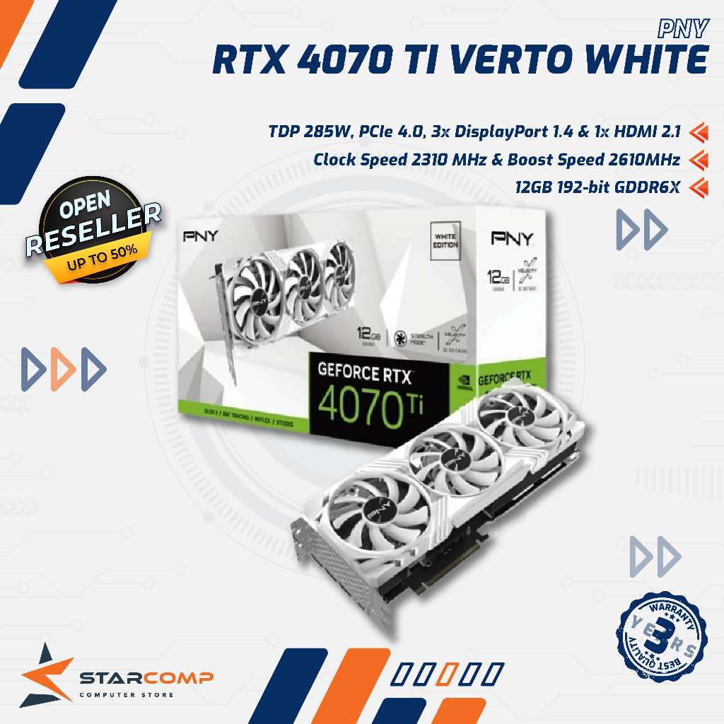 PNY GeForce RTX 4070 Ti 12GB LED Verto White Edition RTX4070TI