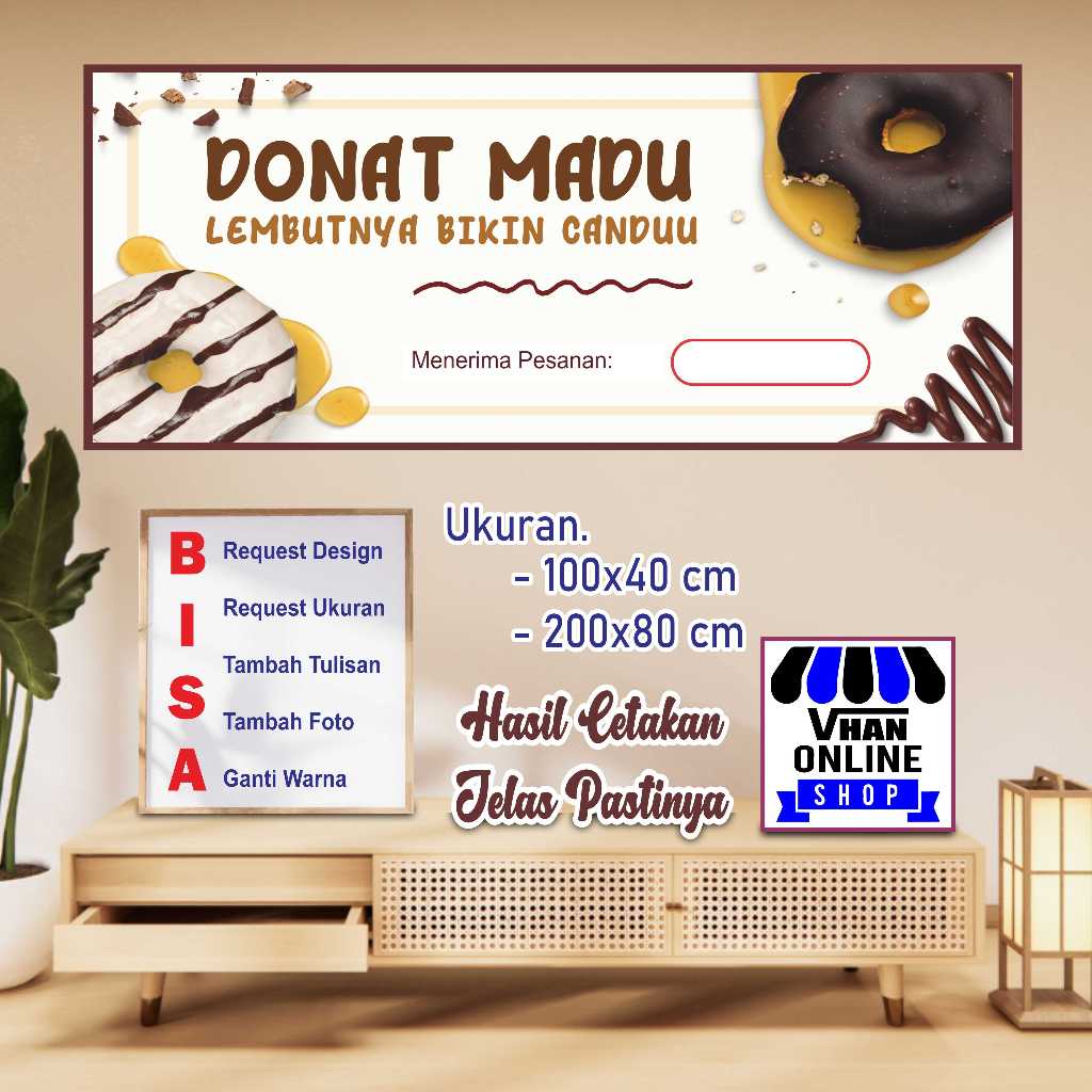 Cetak Spanduk Banner Jualan Donat Madu Keren Bagus Murah