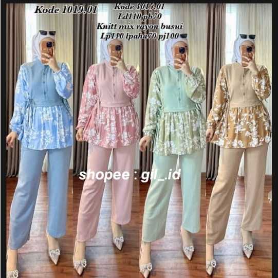 NAGITA ONE SET TERBARU BAHAN KNIT COMBINASI CRINKLE ALEVA