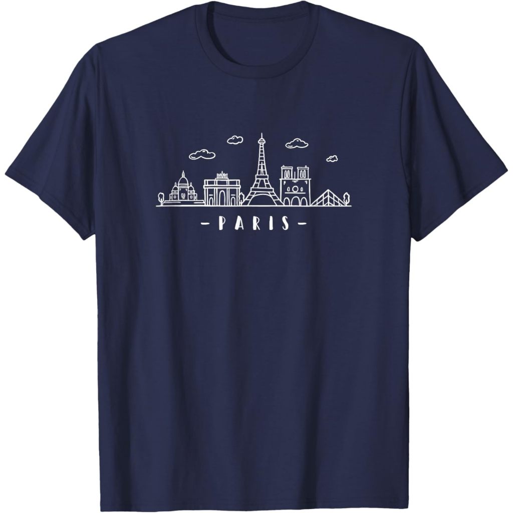 Baju Dewasa Paris France Capital-City Skyline Eiffel-Tower paris lovers T-Shirt Fashion Pakaian Atas