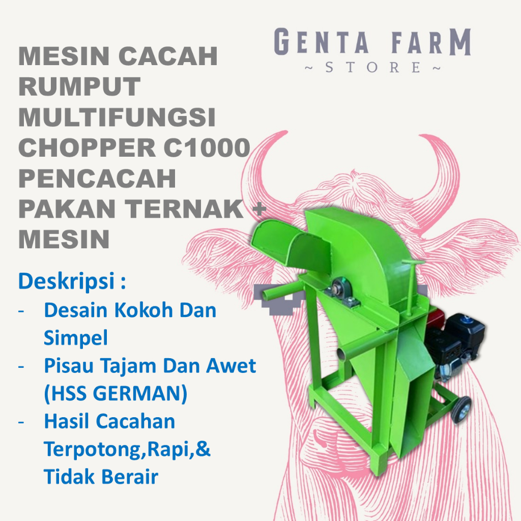 Mesin Cacah Rumput Multifungsi Chopper C1000 Pencacah Pakan Ternak Domba Kambing Sapi + MESIN