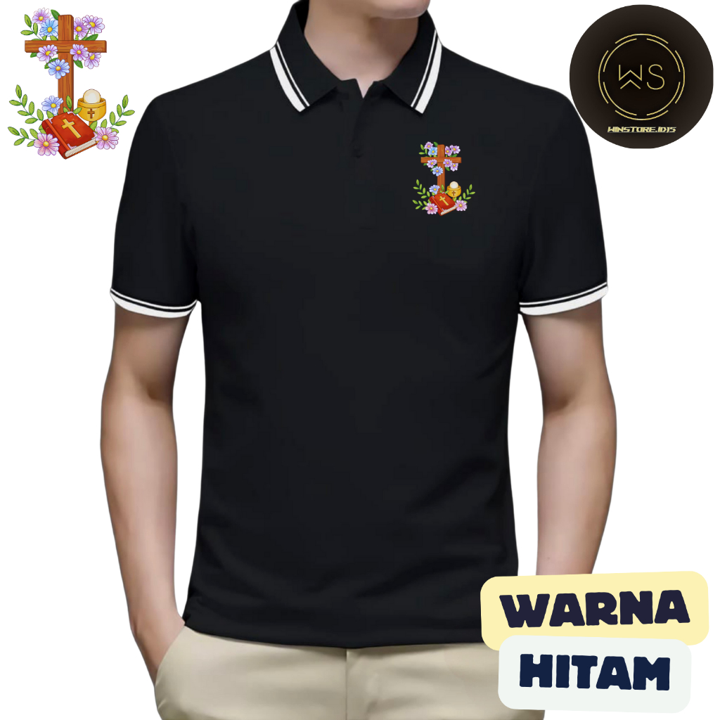 WINSTORE.ID15 Kaos t-shirt polo Wangki 2 LIS Motif SALIB BUNGA DTF  pria polos ukuran M , L , XL , X