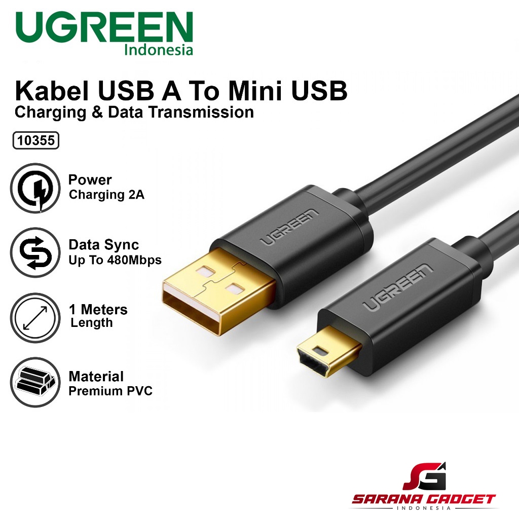 UGREEN Kabel Data USB 2.0 A Male To Mini USB 5 Pin 10355 Male Cable Camera Original Ori Kamera