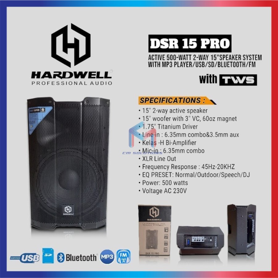 Speaker Aktif Hardwell DSR15PRO DSR 15 PRO DSR 15PRO 15 INCH ORIGINAL GARANSI ACTIVE