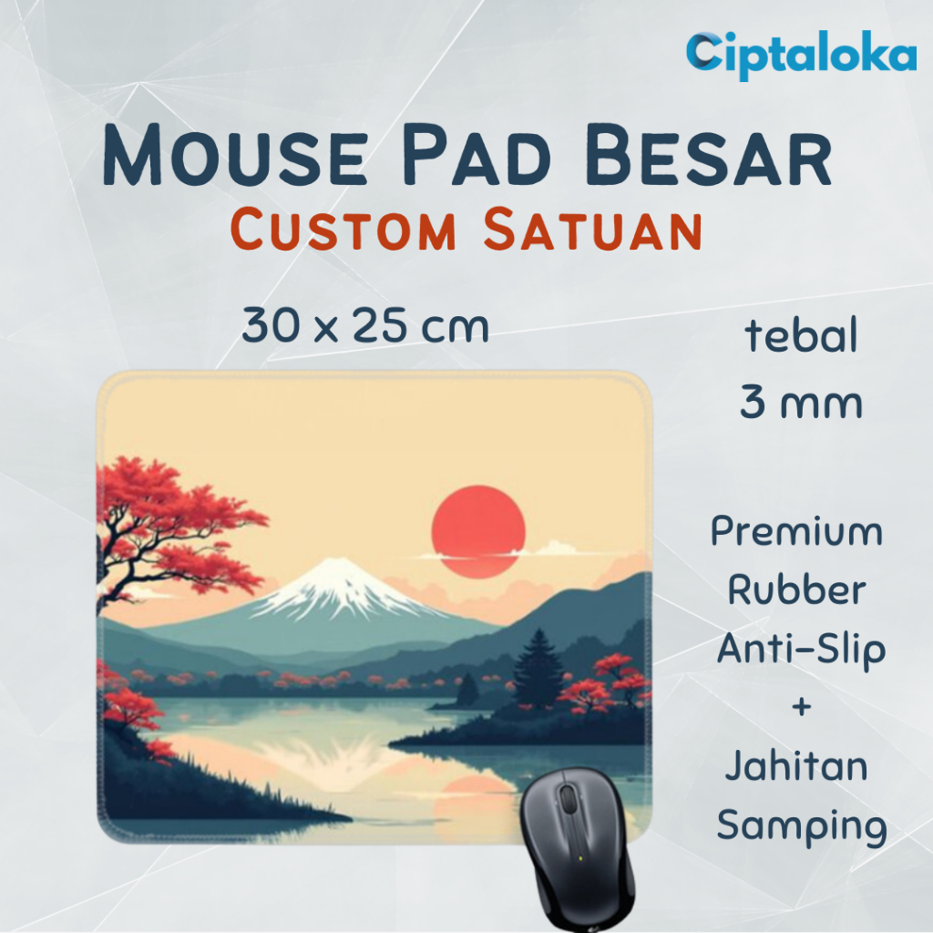 [Premium] Custom Mouse Pad Besar, Gaming MousePad Satuan & Grosir, Sablon Working Mousepad, Murah
