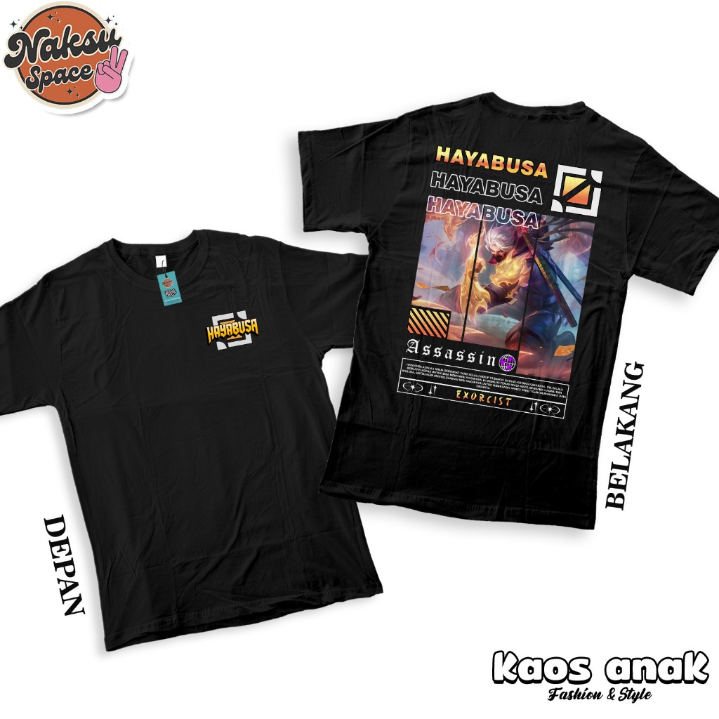 KAOS ANAK - KAOS MOBILE LEGENDS SKIN HAYABUSA EXORCIST BAJU DISTRO MOBA KATUN COMBED 30S
