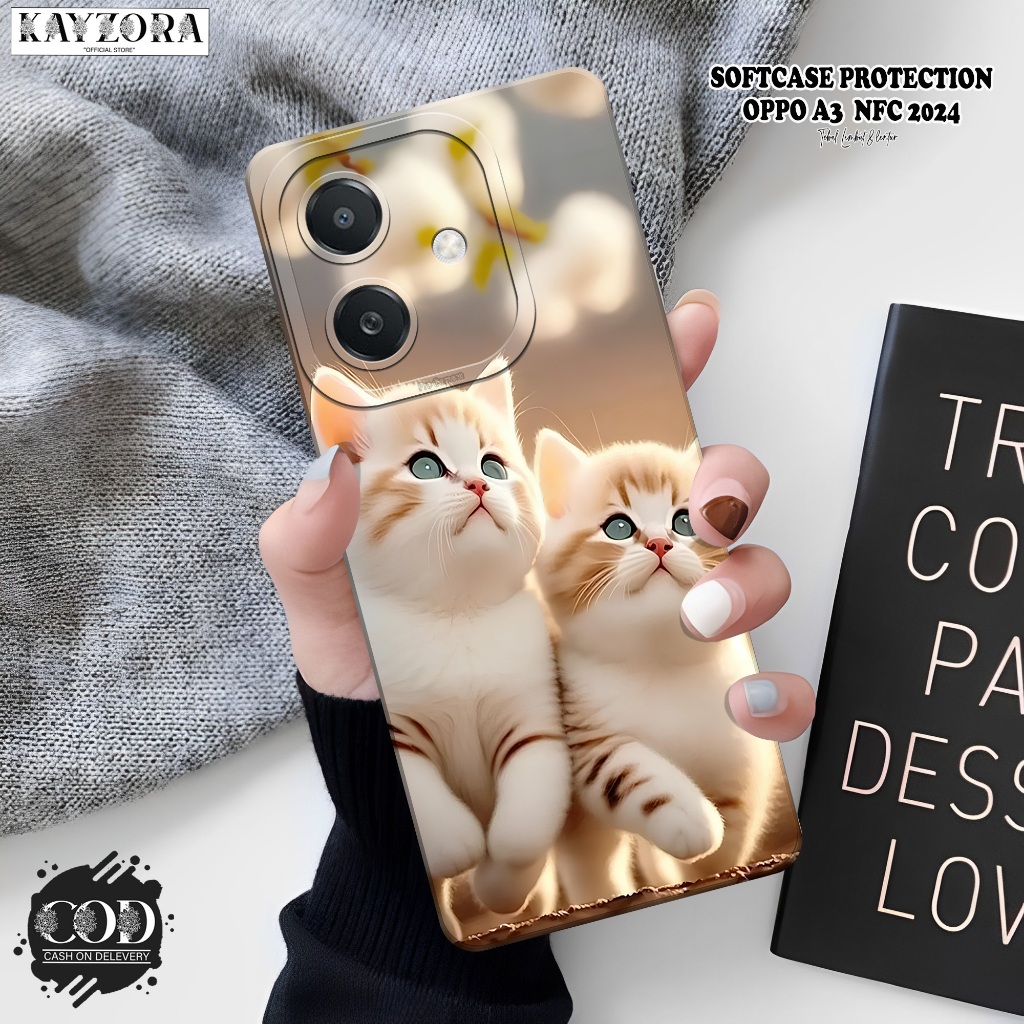 Case Hp OPPO A3 NFC 2024 Terbaru KAYZORA Fashion Case Kucing Softcase OPPO A3 NFC 2024 Silikon Tpu P