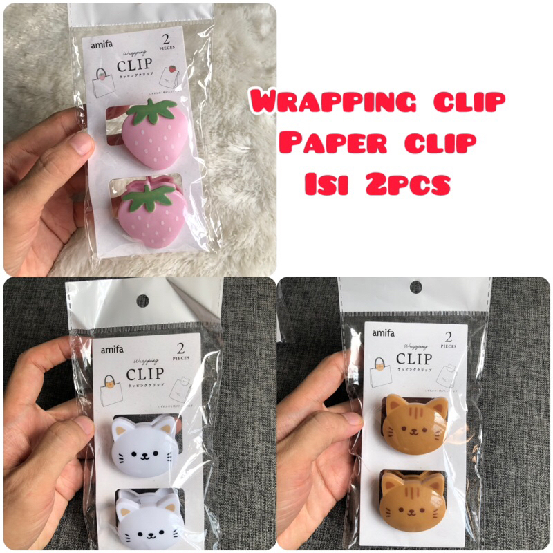 

strawberry cat wrapping clip paper clip kucing strawberry isi 2pcs original japan