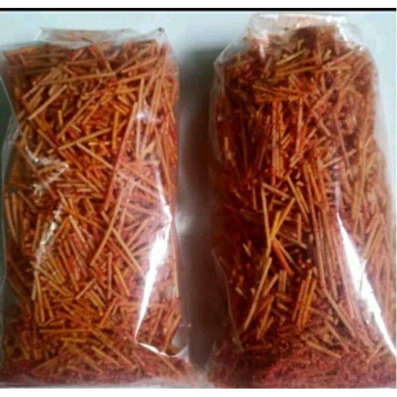 

Remukan patah patah lidi lidian matang 1kg. pilihan rasa balado sapipanggang extrapedas