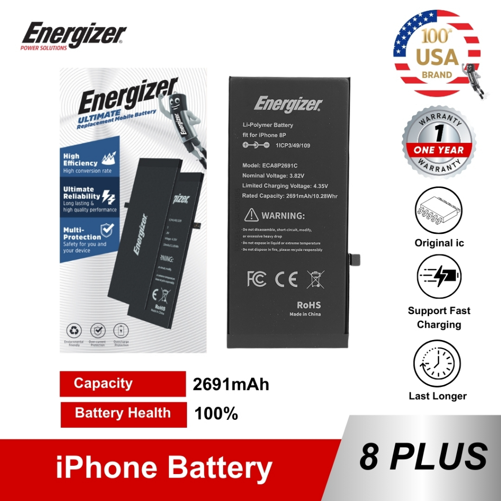 Energizer Battery Baterai Batre iPhone 8 Plus Original