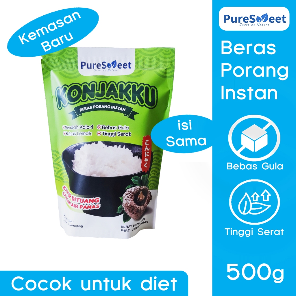 

PureSweet Beras Porang Instan 500g - Shirataki Rice - Beras Diet - Rendah Kalori