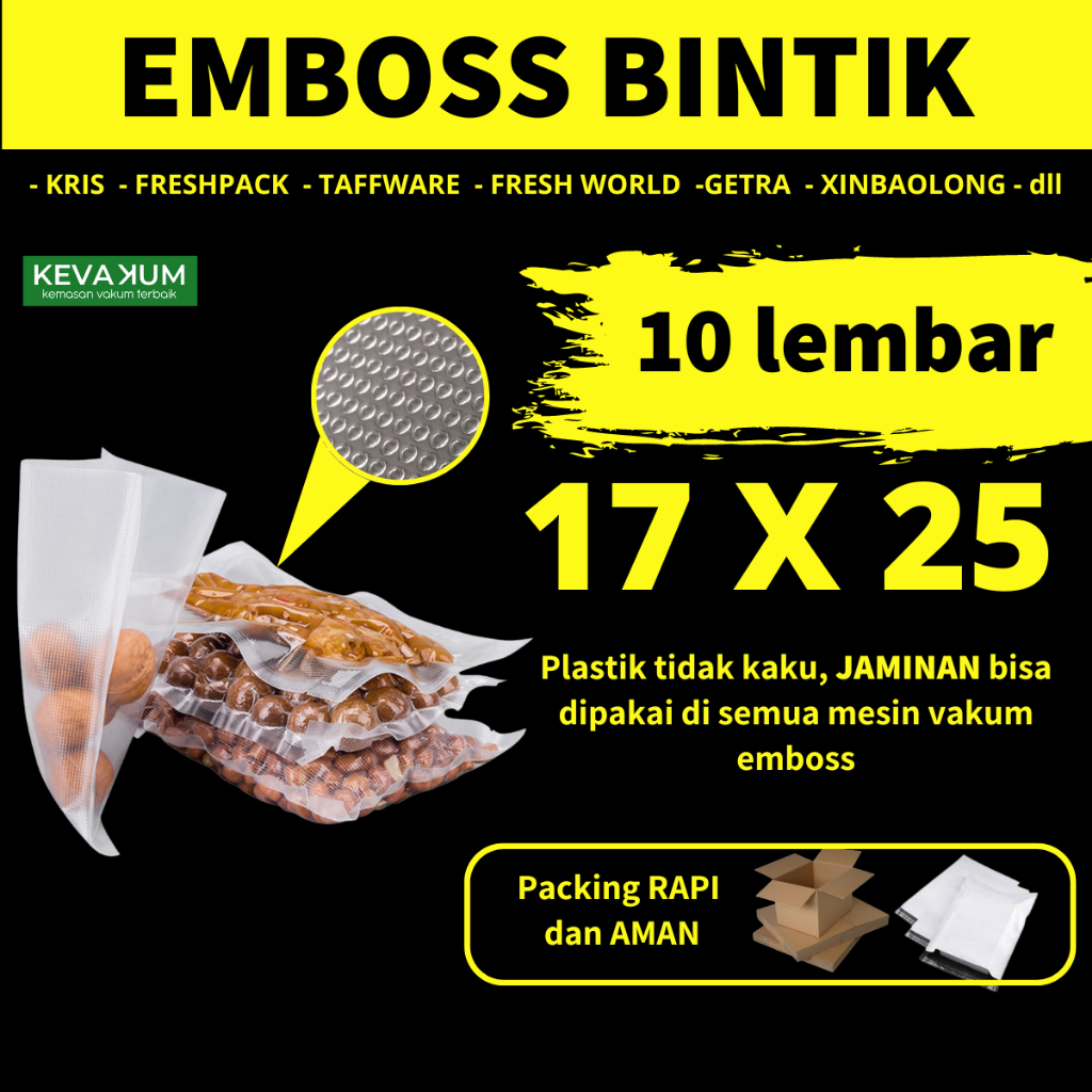 Plastik Vacum Embos 17x25 Plastic Bag Vacuum Sealer Embosed Plastik Vakum Embos 17x25 Isi 10 Lembar