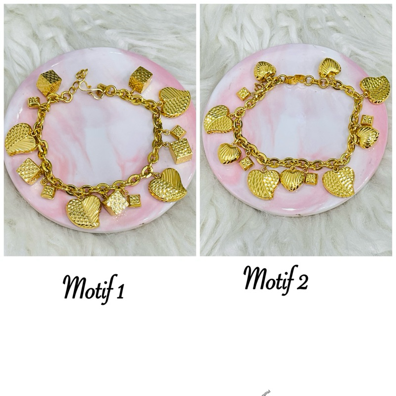 gelang fancy variai love kubus elegant mewah emas asli kadar 875