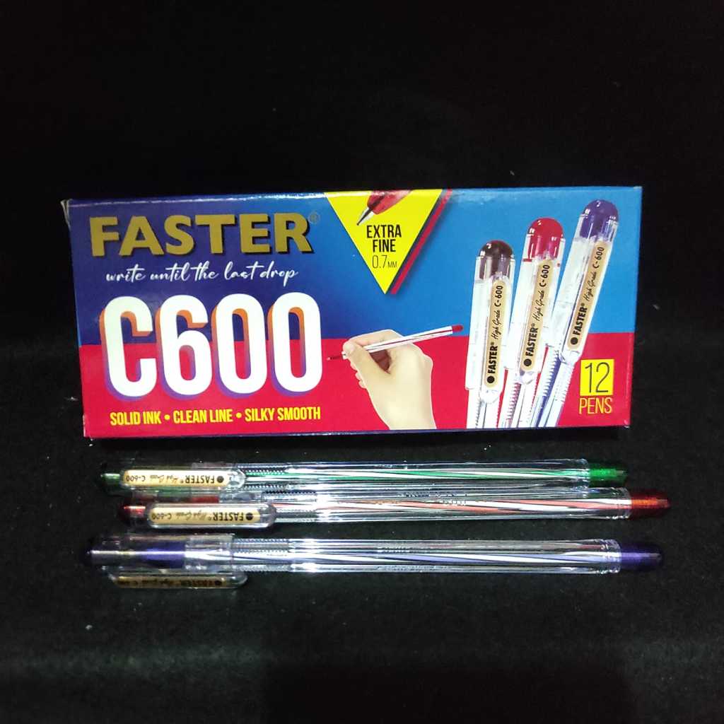 

Faster C600 Pulpen Extra Fine 0.7mm Tinta Hitam, Merah, Biru