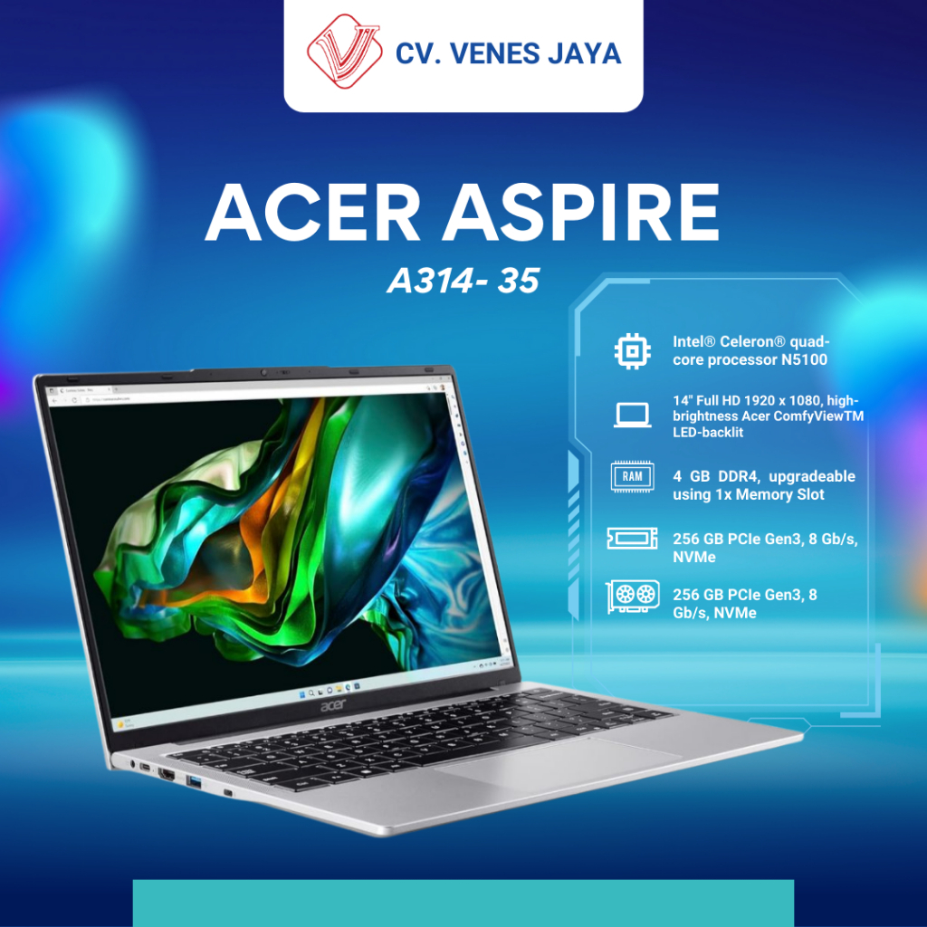 LAPTOP ACER ASPIRE (A314-35) INTEL CELERON N5100 RAM8GB 512GB WIN11+OHS | laptop | laptop murah | le