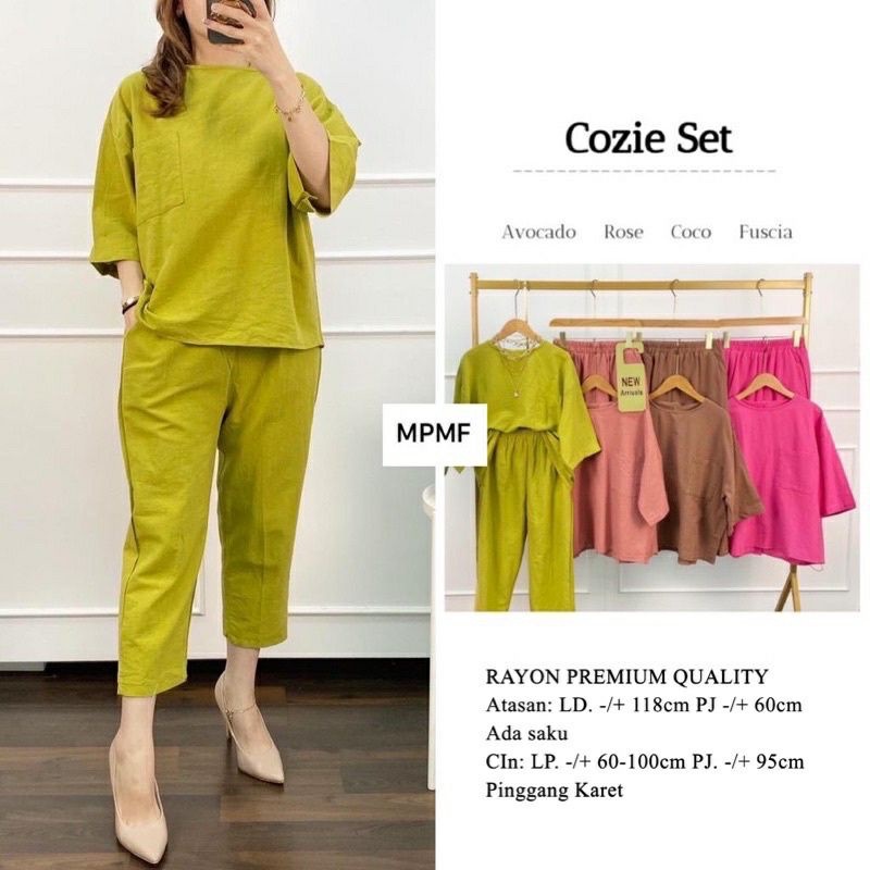 Setelan Wanita Polos Cozie Set | Setelan Wanita Kekinian Rayon Premium