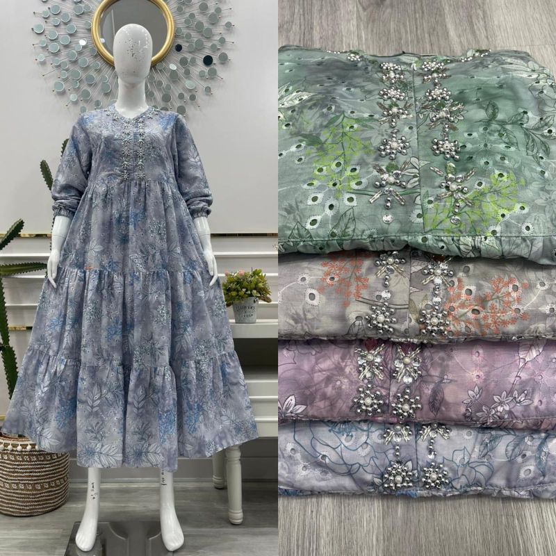 Midi dress katun premium fatiasi payet diamond salvina ys / midi ori salvina ys