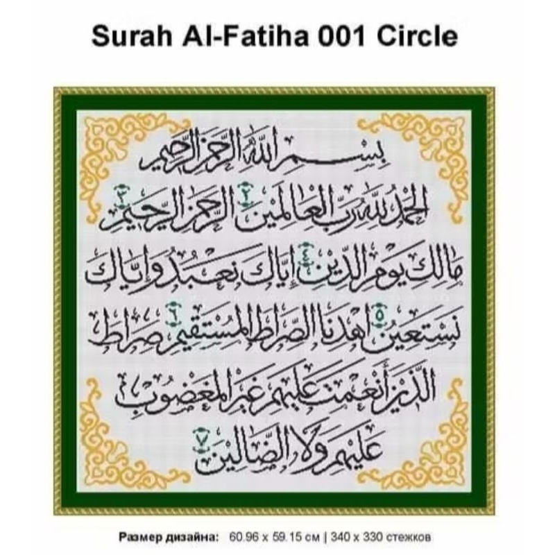 Pola  sulam kristik kaligrafi  al fatihah