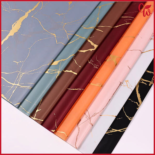 

20 Lembar Kertas Buket Gold Marble Cellophane Flower Wrapping Ecer KB20