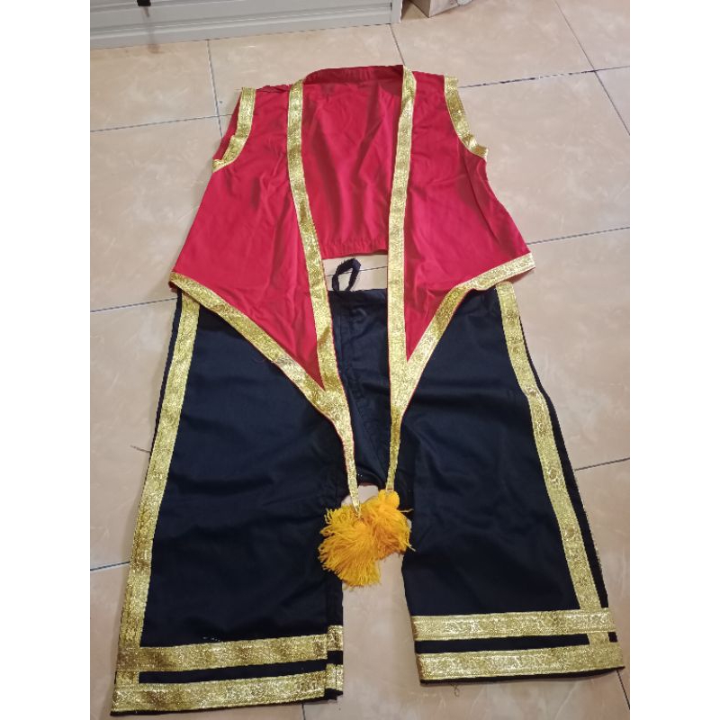 rompi+celana ganong dewasa lis emas super /rompi ganong /celana ganong /topeng ganong /bujangganong 